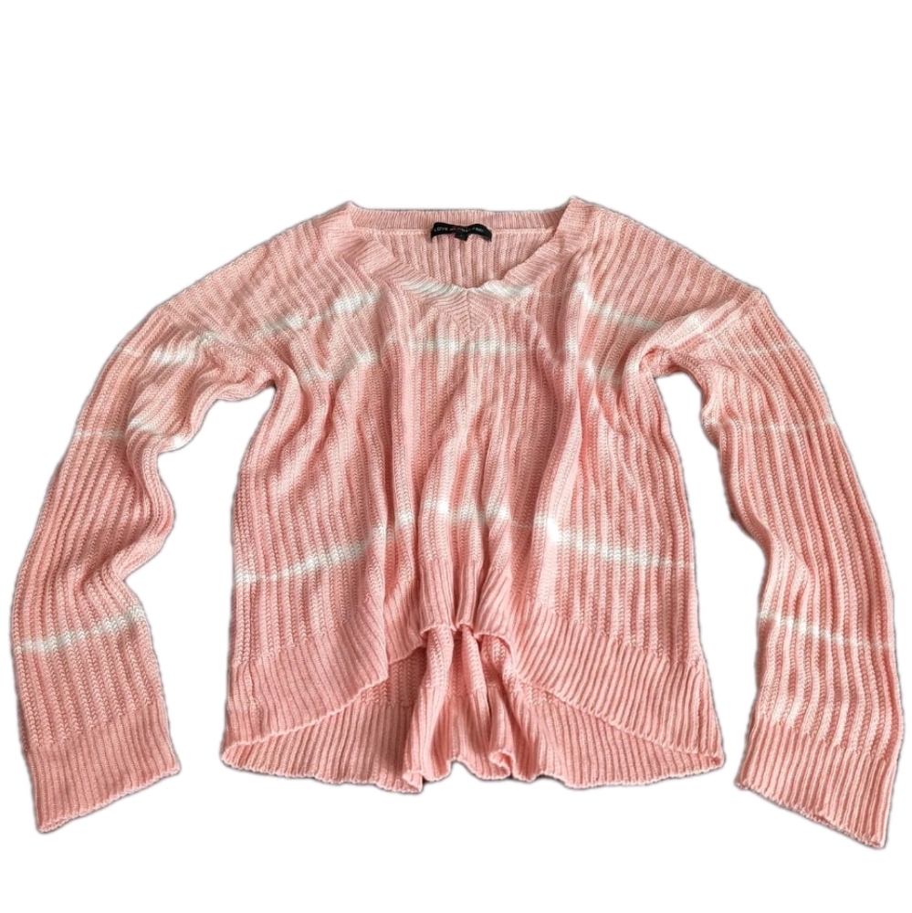 Ladies Love At First Find Coral/Orange Striped Long Sleeve Sweater Acrylic Sz Sm